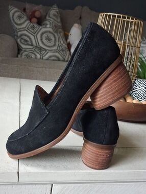 Sofft Black Suede Block Heel Loafers